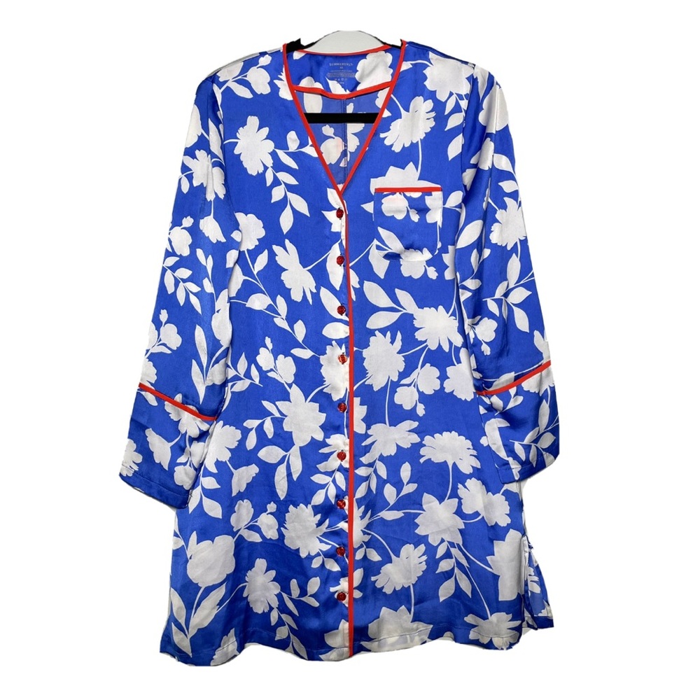 Summersalt The Cloud 9 Boyfriend Sleep Shirt In Blue Floral Print Size XS